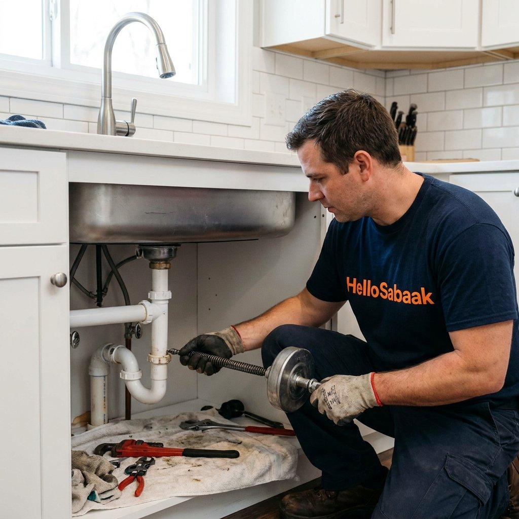 Plumber Clearing Clogged Pipe 202608010041