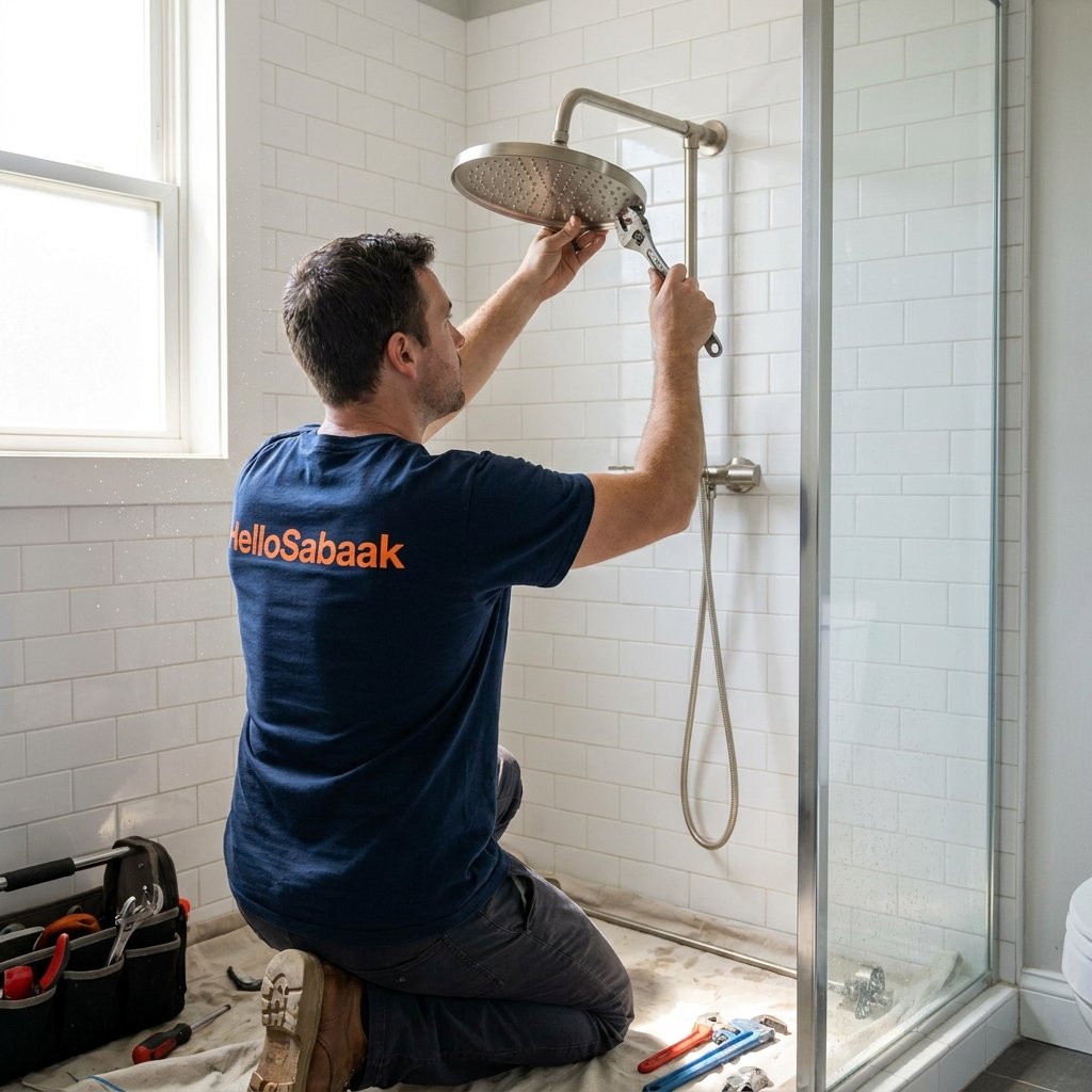 Plumber Installing Showerhead In 202608010041