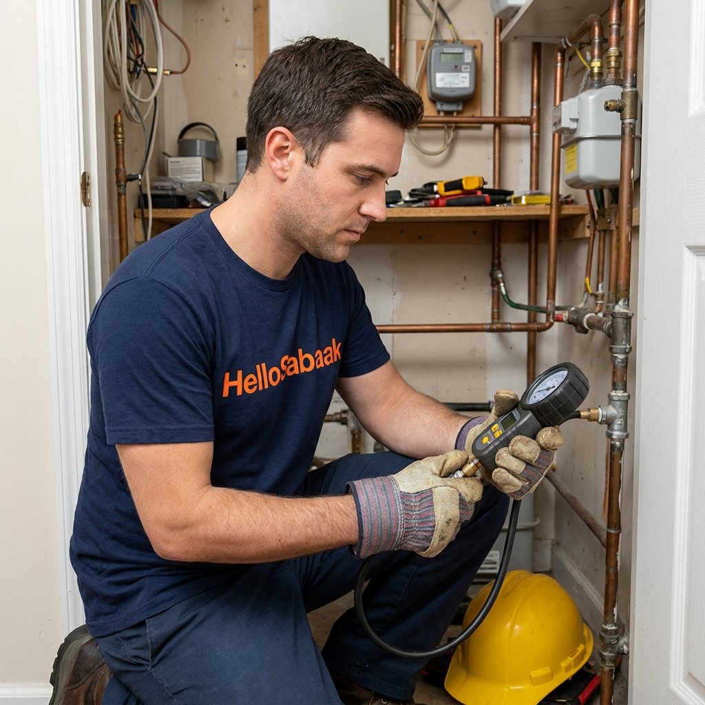 Technician Inspecting Gas Line C 202608010041